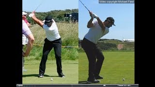 Jon Rahm golf swing  Long Iron faceon amp downtheline July 2017 [upl. by Scheld]