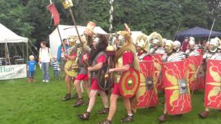 Roman Reenactment at the Amphitheatre in Caerleon Marching In [upl. by Inattyrb]