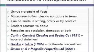 Misrepresentation Lecture 1 of 4 [upl. by Ttelrats]